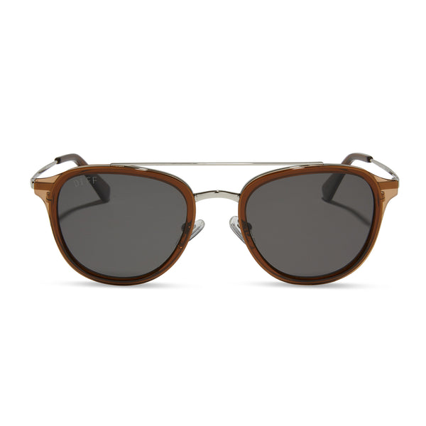 Diff Eyewear Camden whiskey silver polarized new with case Sunglasses unisex Oliver Peoples R-14 with Brushed Silver frame and Marine  main image 3