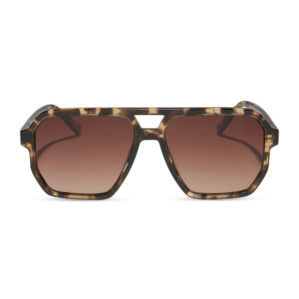 Diff Eyewear Brown Tortoiseshell Sunglasses DIFF Bella Designer Oversized Square Sunglasses for Women  main image 2