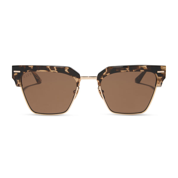 Capri Rectangle Sunglasses | Espresso Tort & Brown | DIFF 