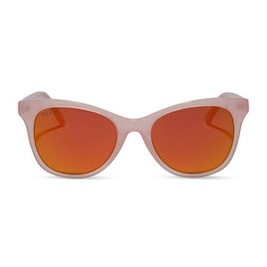 diff eyewear carina cat eye sunglasses with a coquille frame and sunset mirror lenses front view