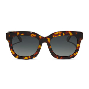 diff eyewear carson amber tortoise frame with  blue steel gradient polarized lens sunglasses front view