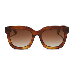 diff eyewear carson square sunglasses with a henna tortoise acetate frame and brown gradient gold flash lenses front view