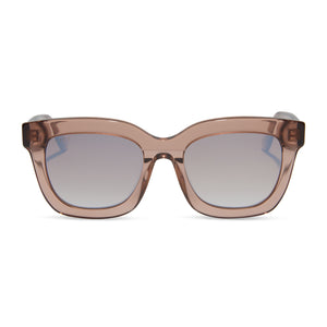 diff eyewear carson xs square sunglasses with a rose stone acetate frame and taupe rose gradient polarized lenses front view