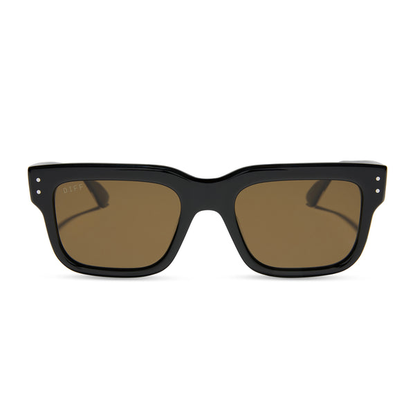 Cash Rectangle Sunglasses | Black & Brown | DIFF Eyewear display picture 2