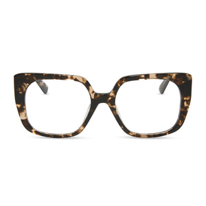 diff eyewear featuring the cecilia square glasses with a espresso tortoise frame and prescription lenses front view