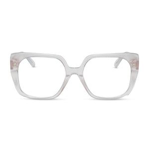 diff eyewear featuring the cecilia square prescription glasses with a opalescent pink frame front view