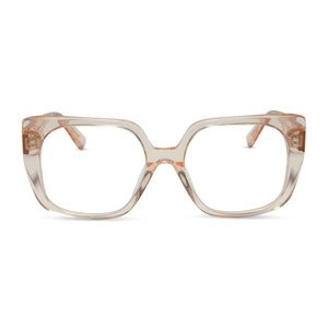 diff eyewear featuring the cecilia square glasses with a vintage rose crystal frame and prescription lenses front view