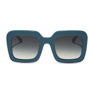 diff eyewear featuring the charise square sunglasses with a deep space frame and grey gradient polarized lenses front view