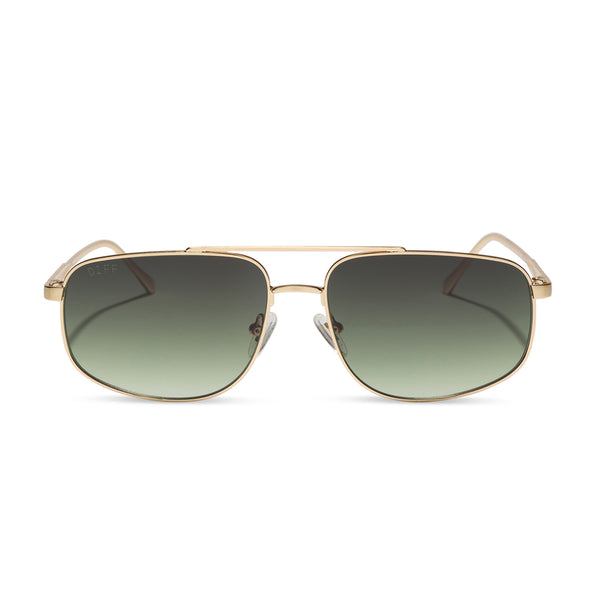 Charley Navigator Sunglasses | Gold & Aloe Green Gradient | DIFF