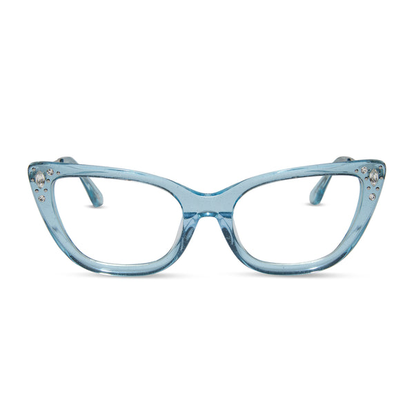 disney princess - cinderella + blue crystal glitter + prescription glasses