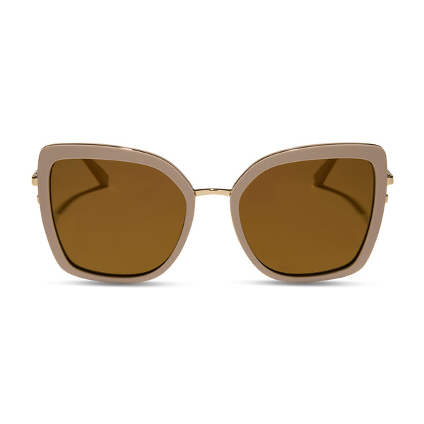 Color swatch for CLARISSE - ALMOND + BROWN GOLD FLASH + POLARIZED SUNGLASSES