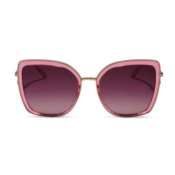 clarisse - candy pink crystal + wine gradient sunglasses