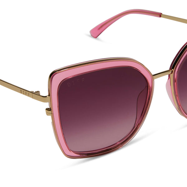 clarisse - candy pink crystal + wine gradient sunglasses 4