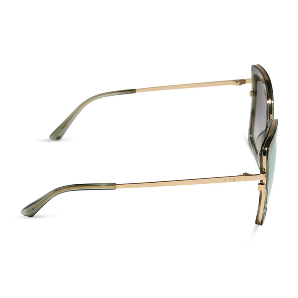 clarisse - gold + cool matcha mirror sunglasses 3