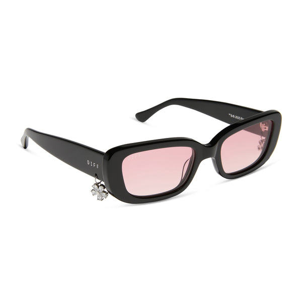 Diff Eyewear Pink and Black Sunglasses Modern Design Bella Square Sunglasses | Matte Black & Pink Mirrored  main image 4