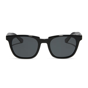 diff eyewear colton square sunglasses with a black acetate frame and grey polarized lenses front view