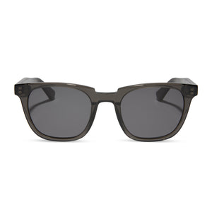 diff eyewear featuring the colton square sunglasses with a black smoke crystal frame and grey polarized lenses front view