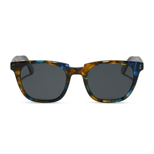 diff eyewear colton square sunglasses with a glacial tortoise acetate frame and grey polarized lenses front view