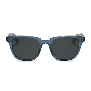 diff eyewear colton square sunglasses in a blue night sky frame with a grey polarized lens front view