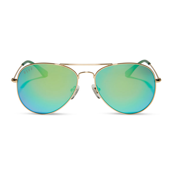 cruz - gold + green mirror + polarized sunglasses