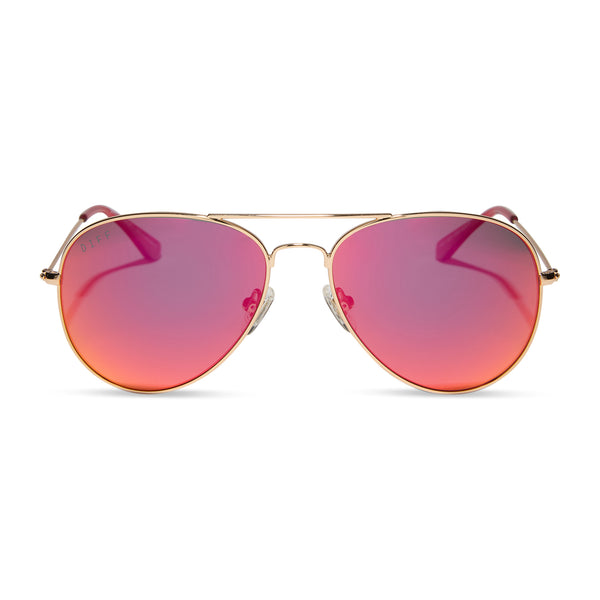 cruz - gold + red hot summer mirror + polarized sunglasses