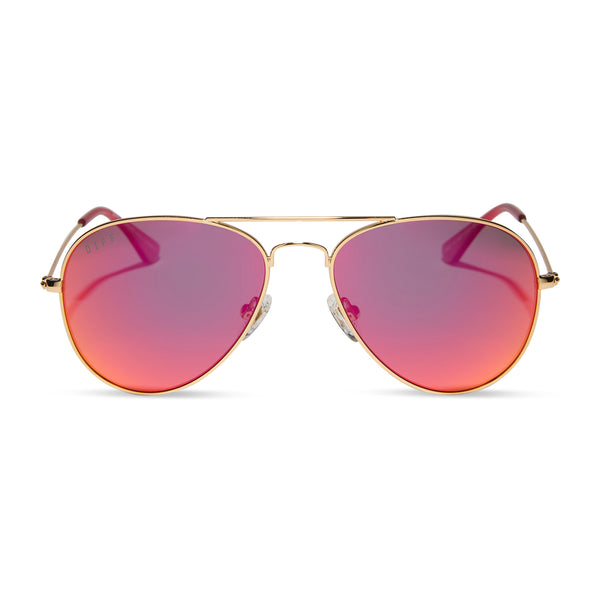cruz xs - gold + red hot summer mirror + polarized sunglasses