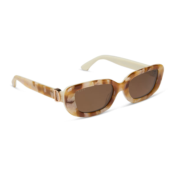 Daphne Rectangle Sunglasses | Gilded Tort + Ivory & Brown | DIFF