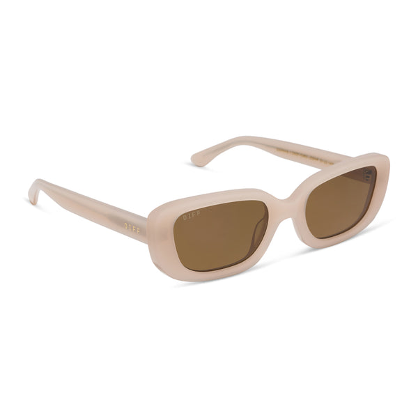 blackduffy  Daphne II Rectangle Sunglasses | Milky Blush & Brown | DIFF Eyewear