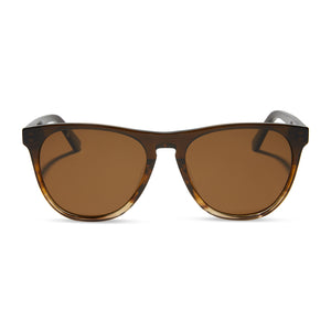 diff eyewear darren square sunglasses with a mocha brown gradient acetate frame and brown polarized lenses front view
