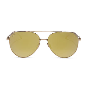 diff eyewear featuring the dash aviator sunglasses with a gold frame and brilliant gold mirror polarized lenses front view