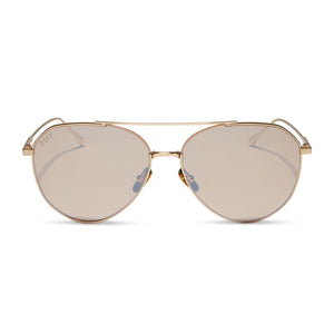 diff eyewear featuring the dash aviator sunglasses with a gold frame and honey crystal flash lenses front view