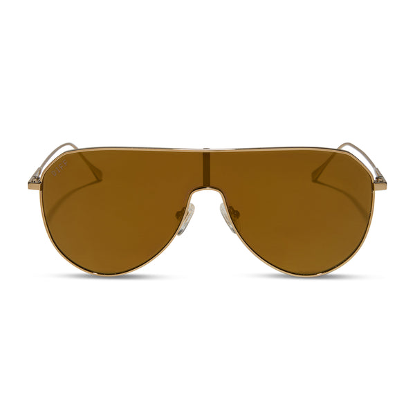 dash shield - copper metal + brown gold flash sunglasses