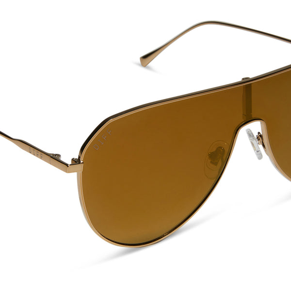 dash shield - copper metal + brown gold flash sunglasses 4