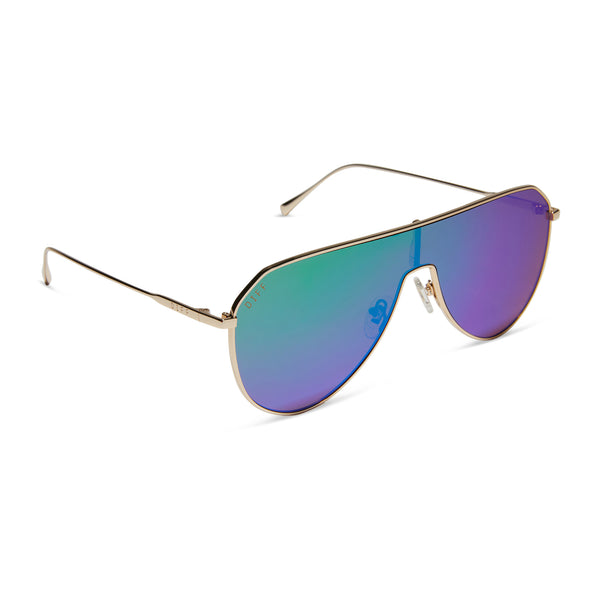 dash shield - gold + green mirror sunglasses 2