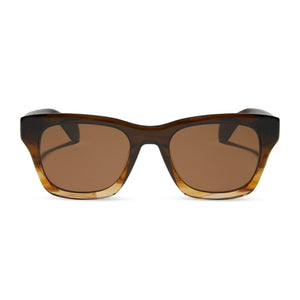 diff eyewear dean square sunglasses with a mocha brown gradient acetate frame and brown polarized lenses front view