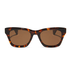 diff eyewear featuring the dean square sunglasses with a rich tortoise frame and brown polarized lenses front view