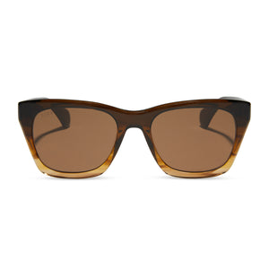 diff eyewear dean xl square sunglasses with a mocha brown gradient acetate frame and brown polarized lenses front view