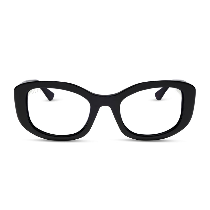 the devil wears prada x diff eyewear featuring the miranda square oversized prescription glasses with a black acetate frame front view