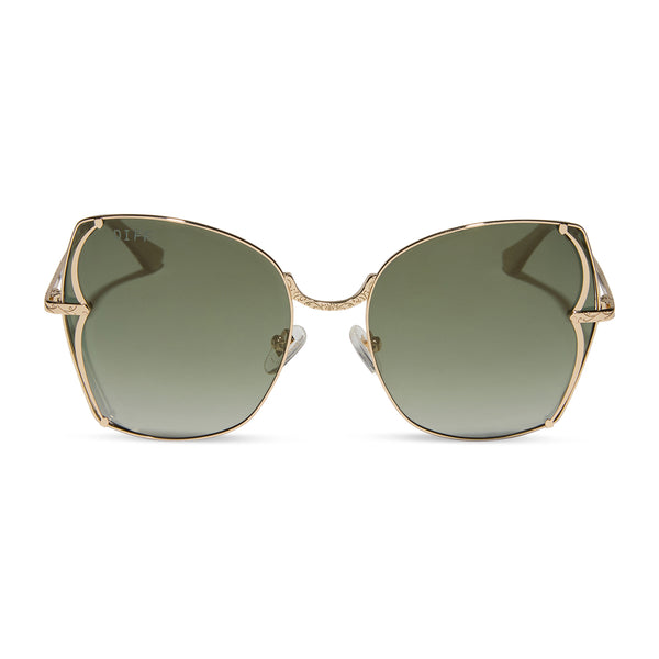 disney princess - tiana + gold + green gradient w light gold flash + polarized sunglasses