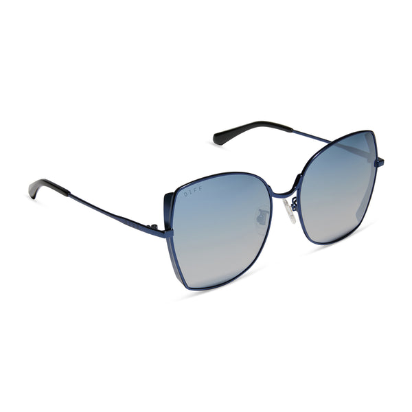 donna - deep navy metal + aegean blue flash sunglasses 2