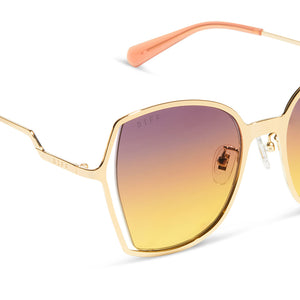 Donna III Square Sunglasses | Gold & Inca Gradient | DIFF 