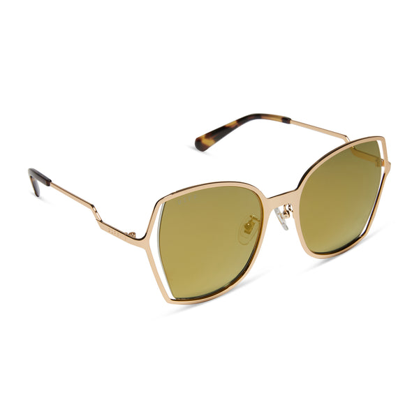 donna iii - gold + moss mirror + polarized sunglasses 2