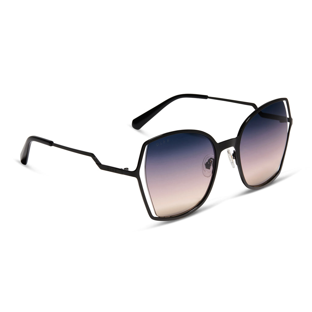 Donna III Square Sunglasses Matte Black & Twilight Gradient DIFF