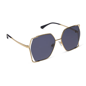 DIFF Gold Frame Black Lens Women\'s Sunglasses DIFF Sunglass – Perrefitte main image 3