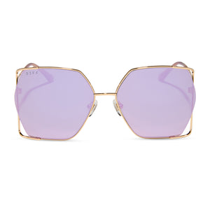 diff eyewear donna iv square sunglasses gold & taupe mirror front view