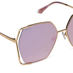 Donna IV Square Sunglasses | Gold & Taupe Mirror | DIFF Eyewear