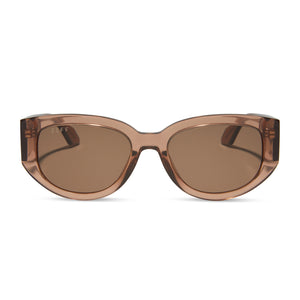 diff eyewear drew square sunglasses with a cafe ole brown acetate frame and brown lenses front view