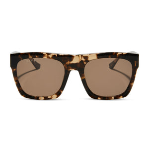 diff eyewear featuring the easton square sunglasses with a espresso tortoise frame and brown lenses front view