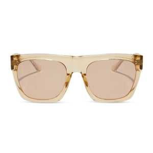 diff eyewear featuring the easton square sunglasses with a honey crystal frame and honey crystal flash lenses front view