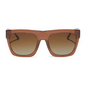 diff eyewear easton oversized square sunglasses with a macchiato brown acetate frame and brown gradient polarized lenses front view